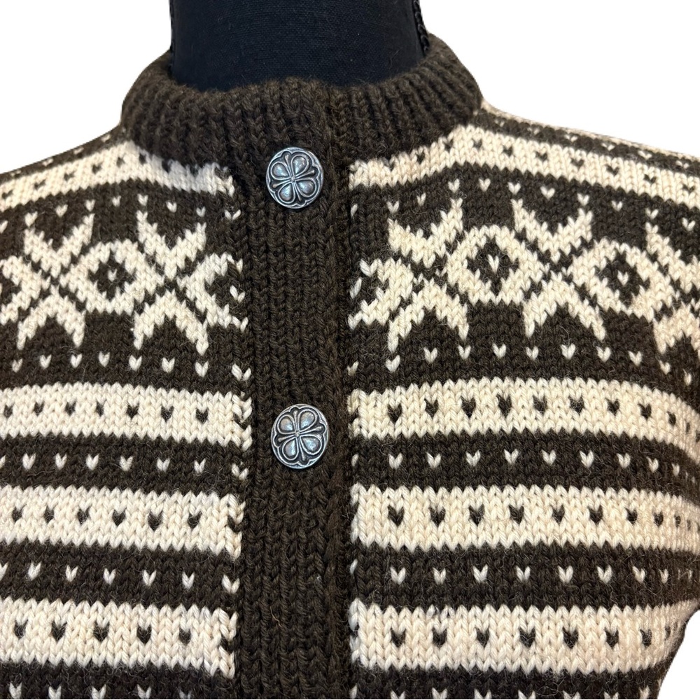 Vintage Norwegian Wool Cardigan Brødrene Søylænd Fair Isle Sweater M Nordic - Picture 2 of 7